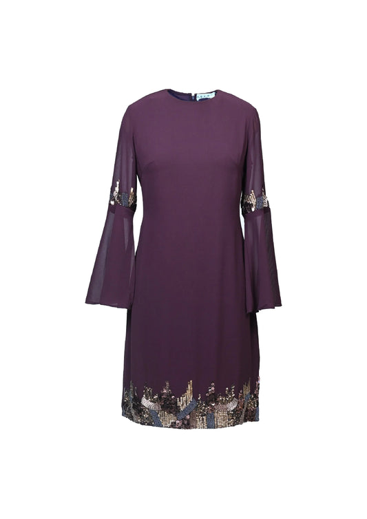 Bell sleeve Reshmi dress-maroon - TBFO