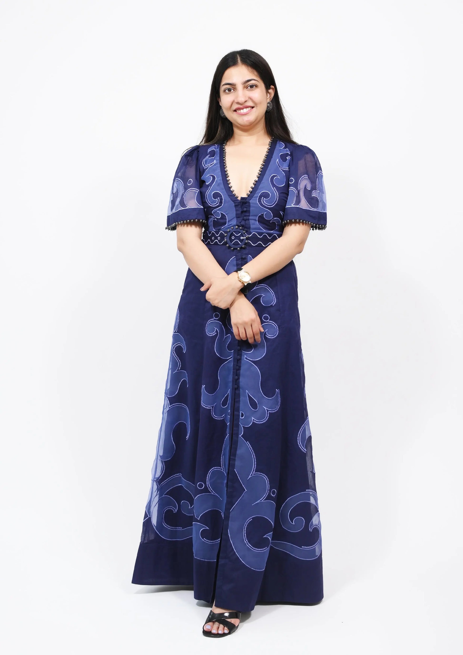 korean dress-v neck - TBFO