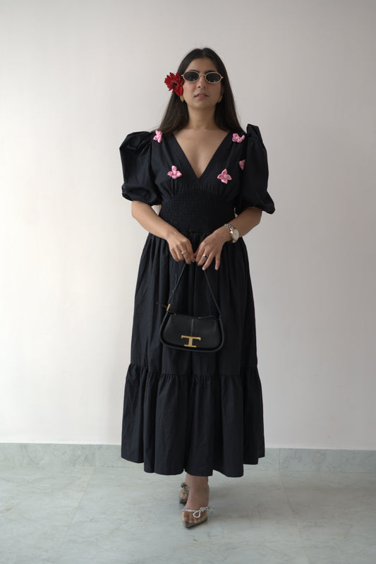 Black flower dress - TBFO