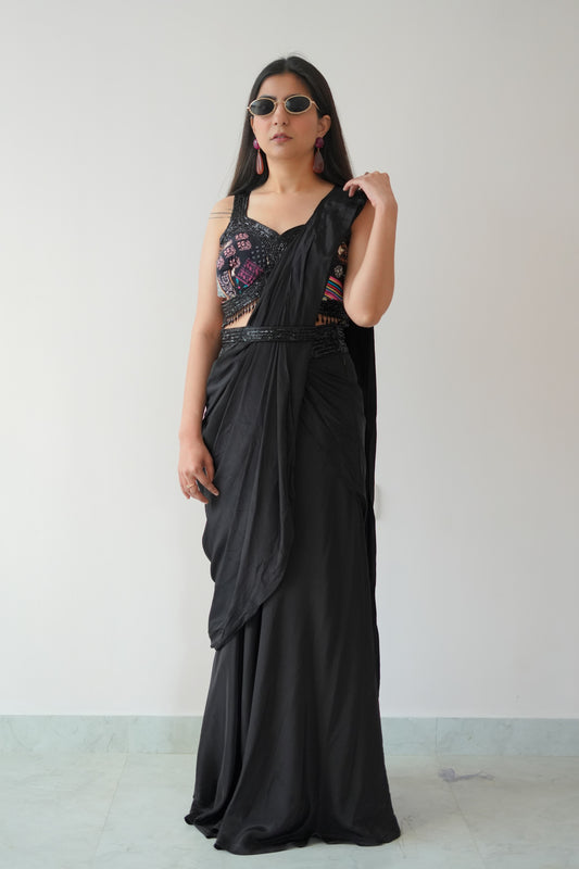 Black drape saree