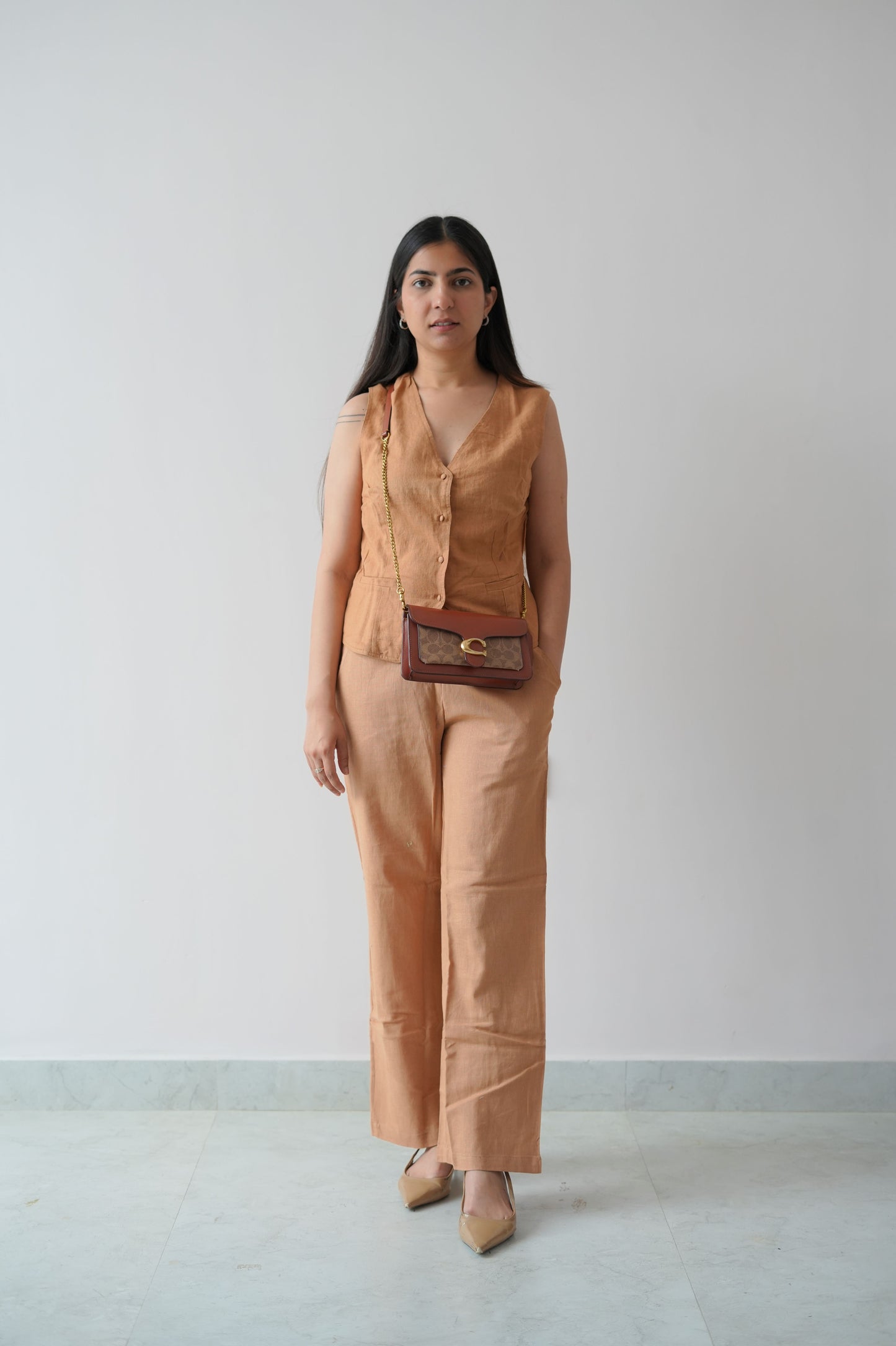 Solid vest linen coord