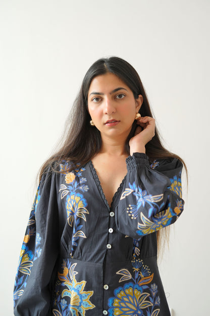 Floral fusion shirt dress