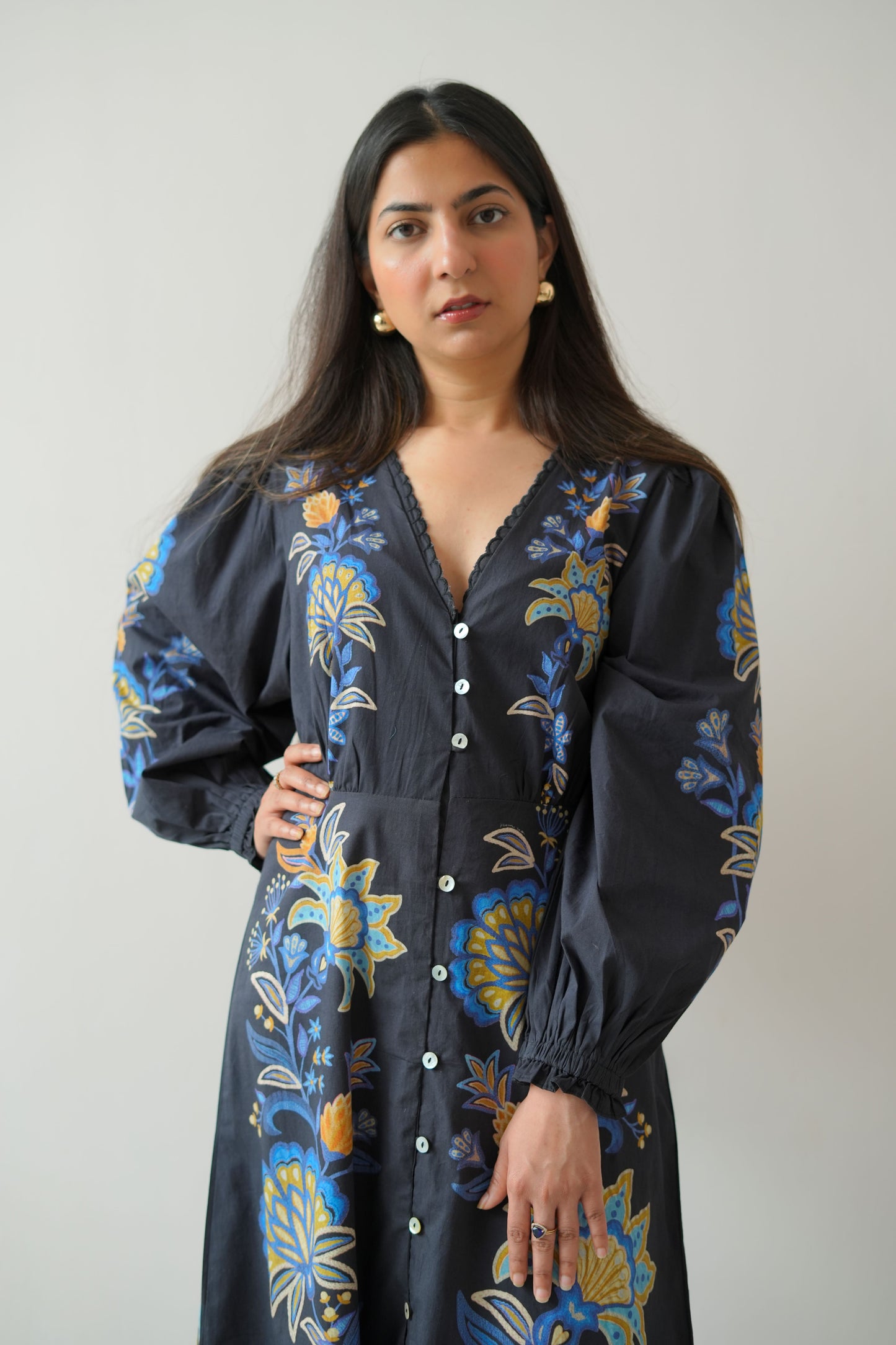 Floral fusion shirt dress