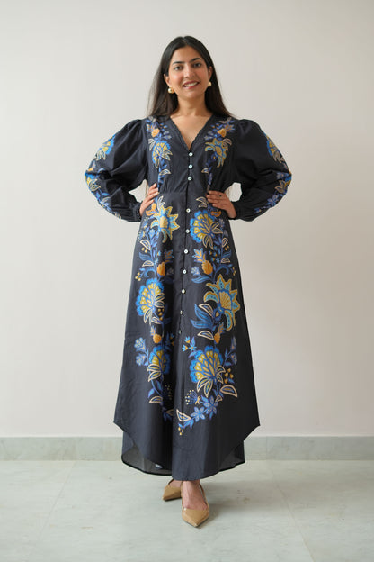 Floral fusion shirt dress