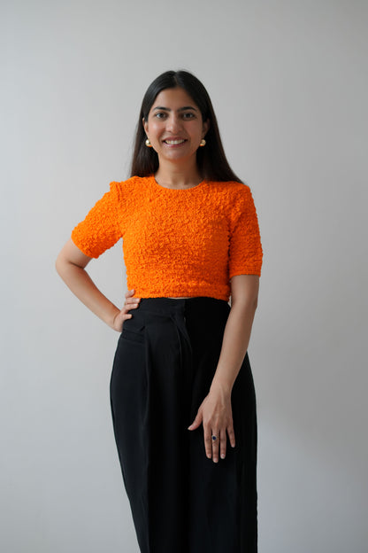 Orange smock solid short top