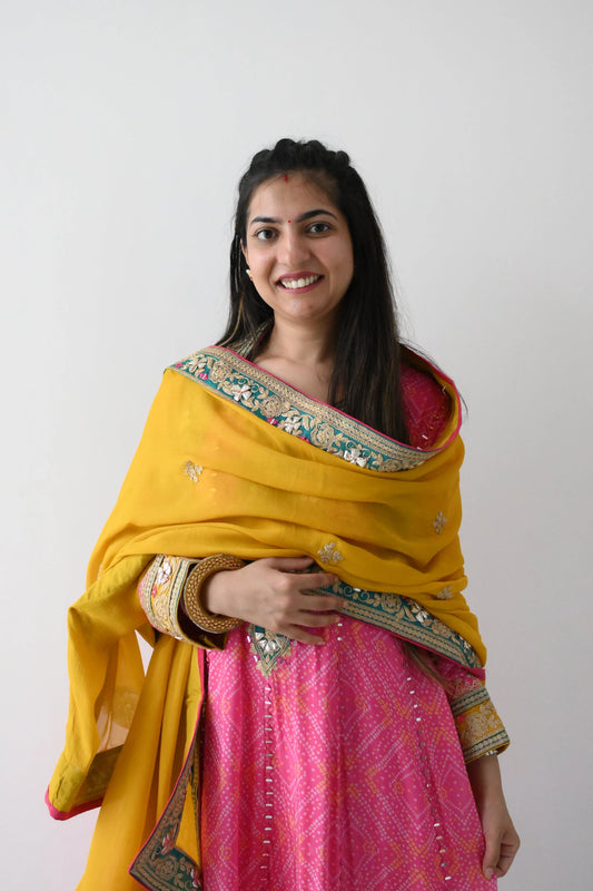 Bandhani pink punjabi suit - TBFO