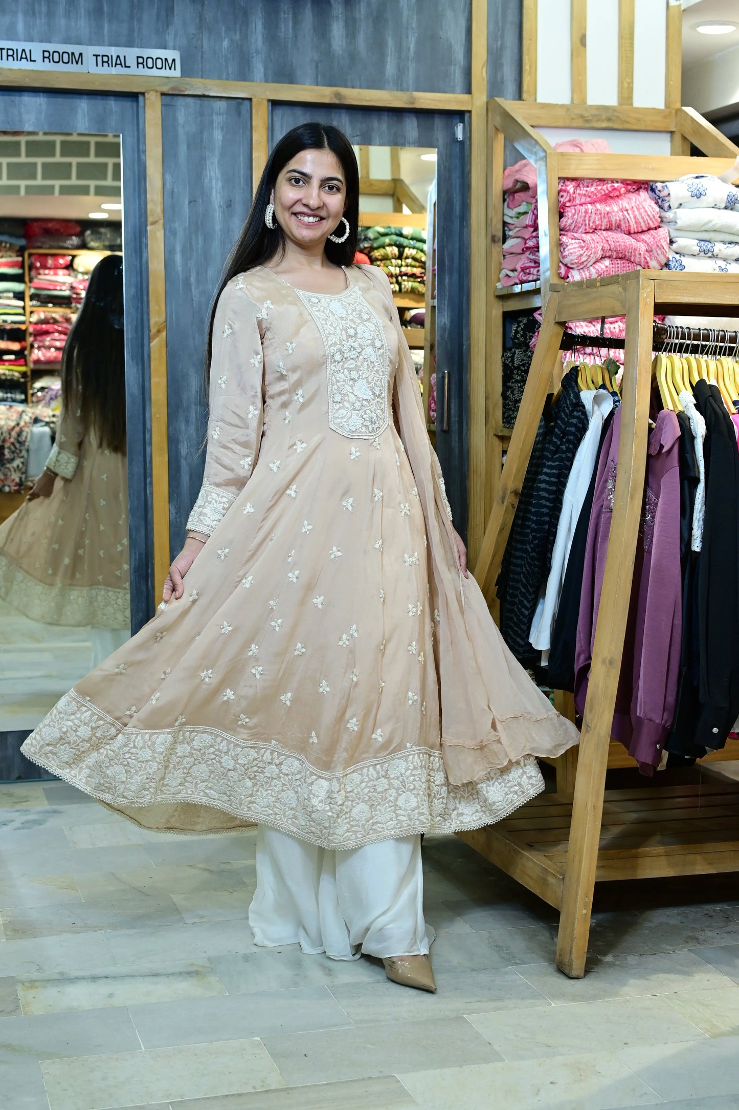 Peach anarkali set - TBFO