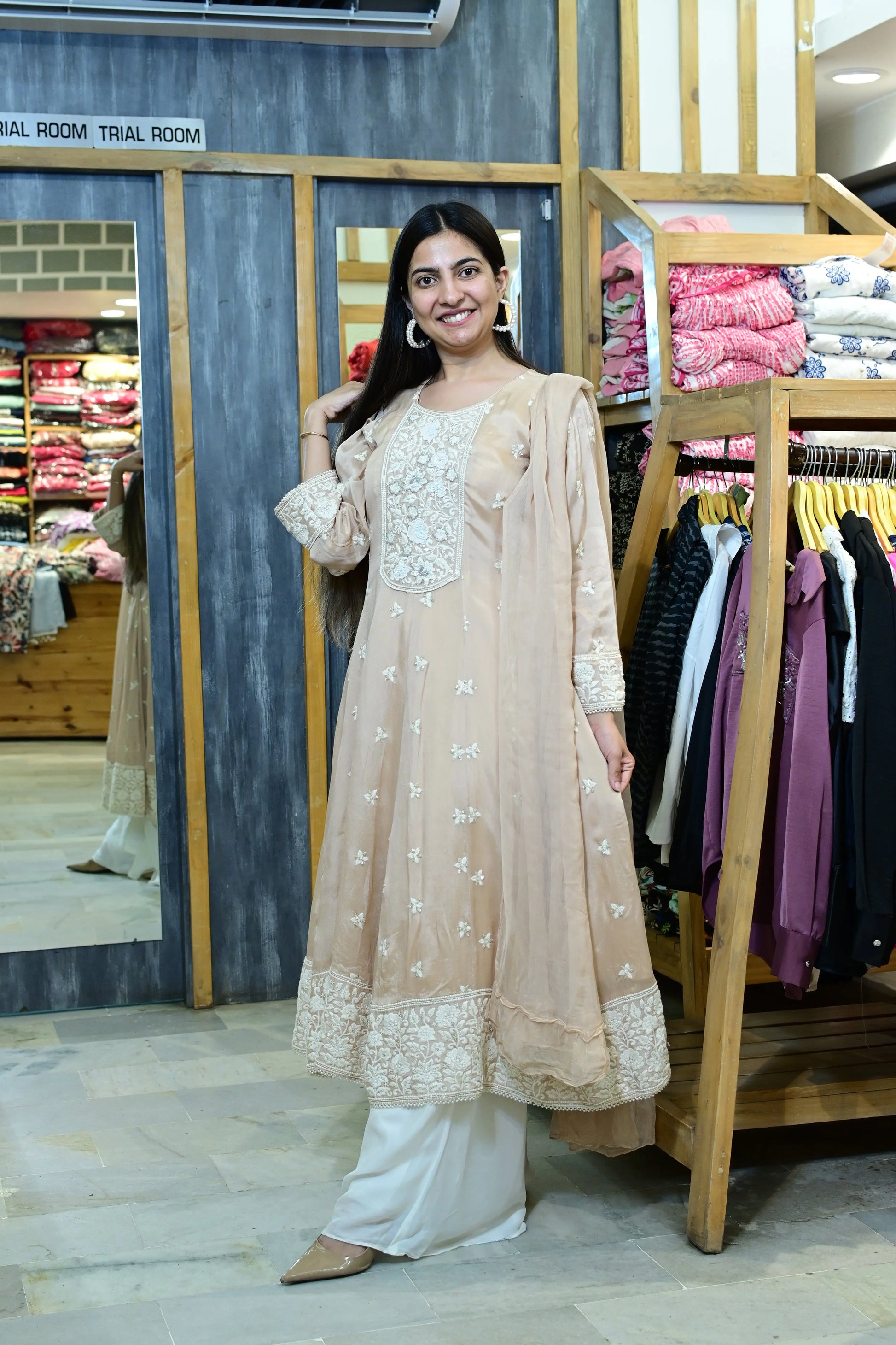 Peach anarkali set - TBFO