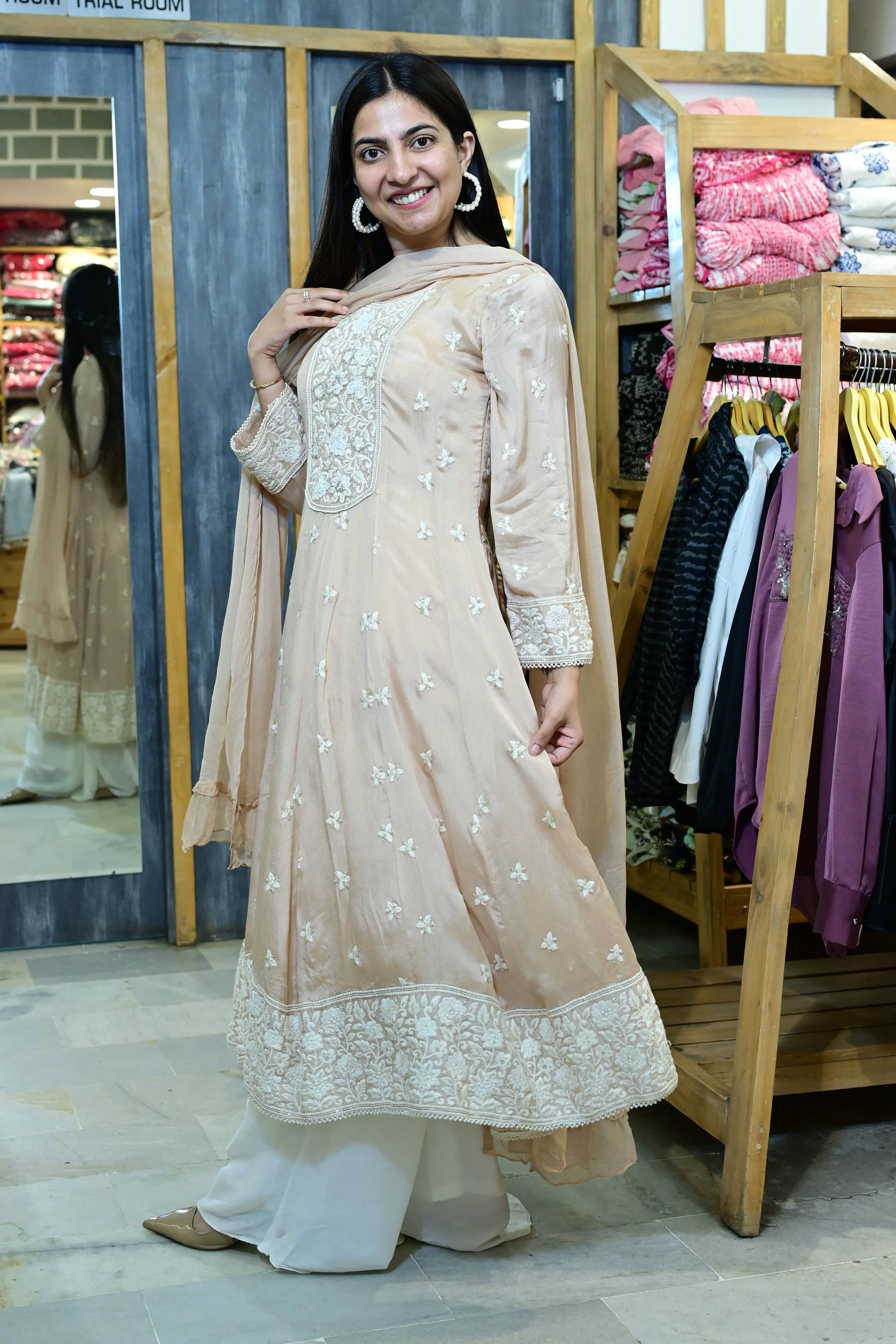 Peach anarkali set - TBFO