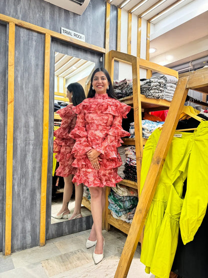 Short frill red dress - TBFO