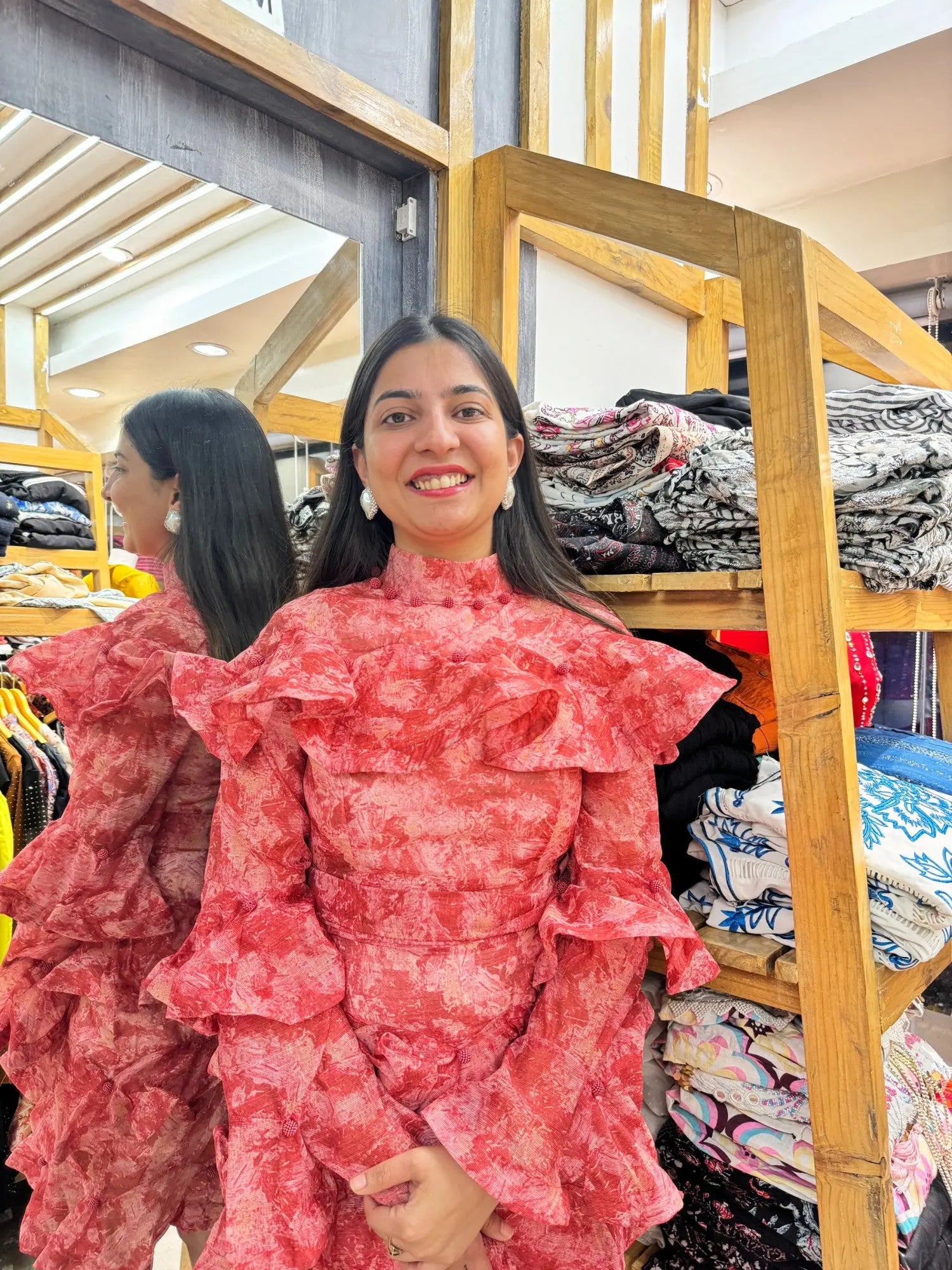 Short frill red dress - TBFO