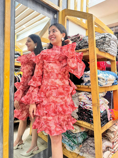 Short frill red dress - TBFO