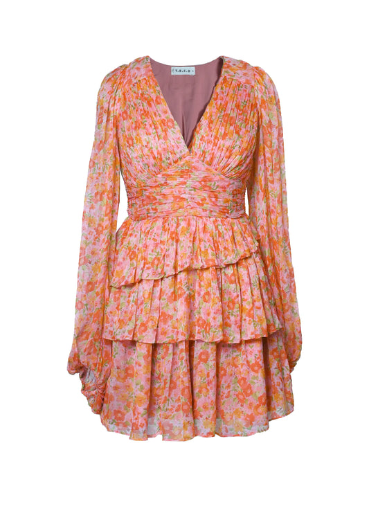 Orange squash printed dress - TBFO