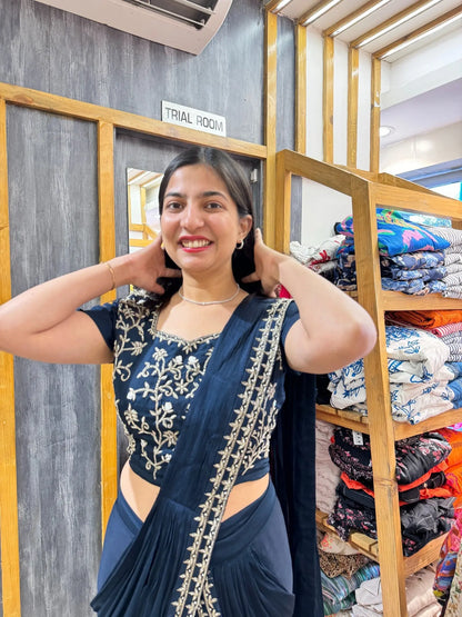 Blue mahi drape lehenga - TBFO