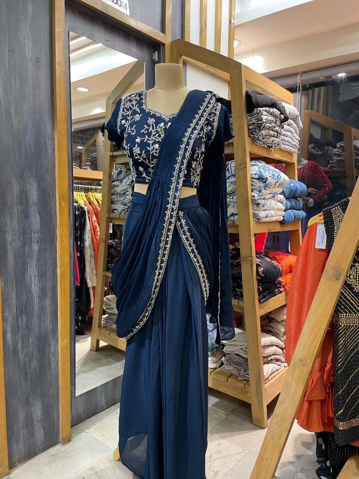 Blue mahi drape lehenga - TBFO