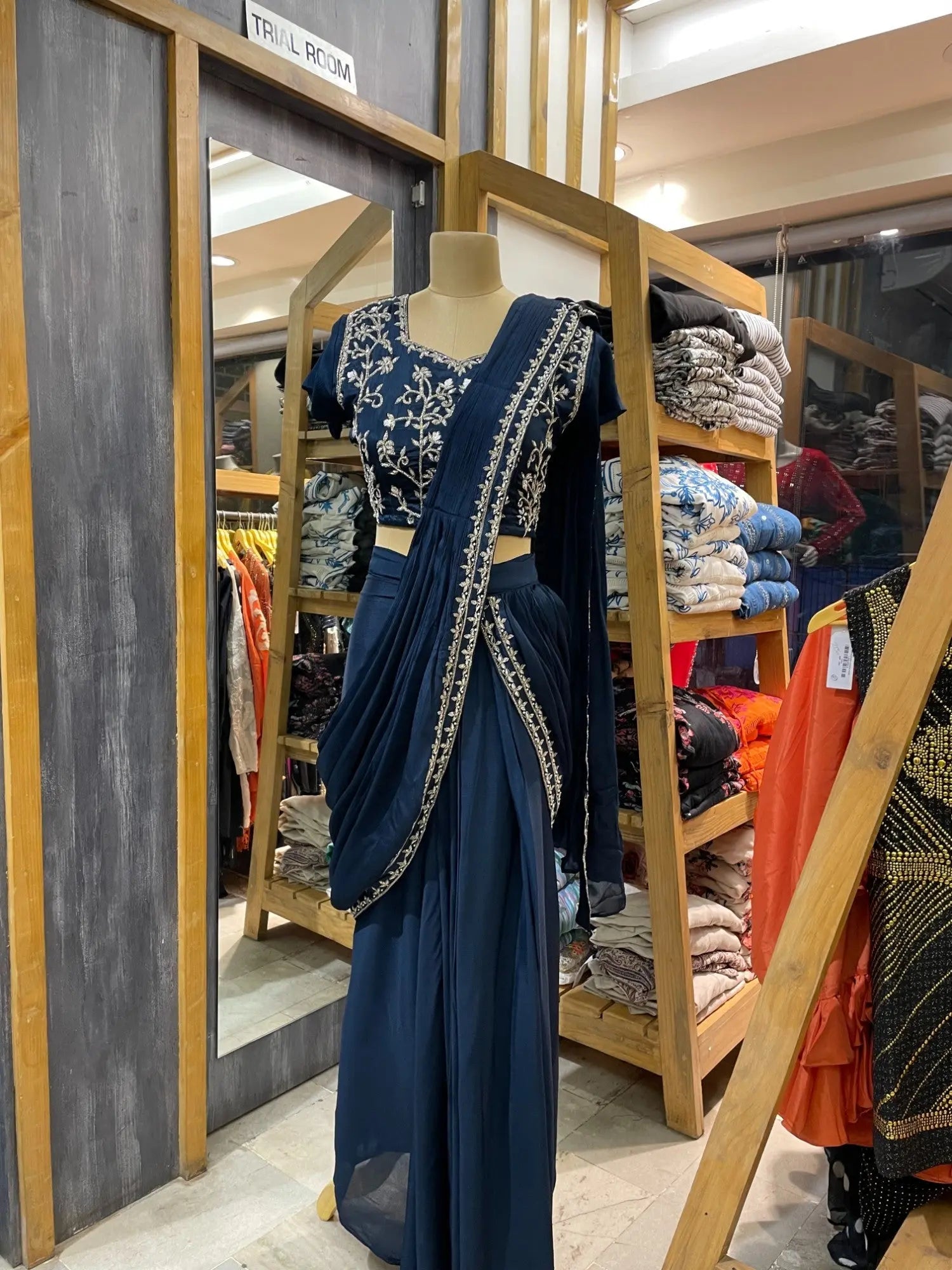 Blue mahi drape lehenga - TBFO