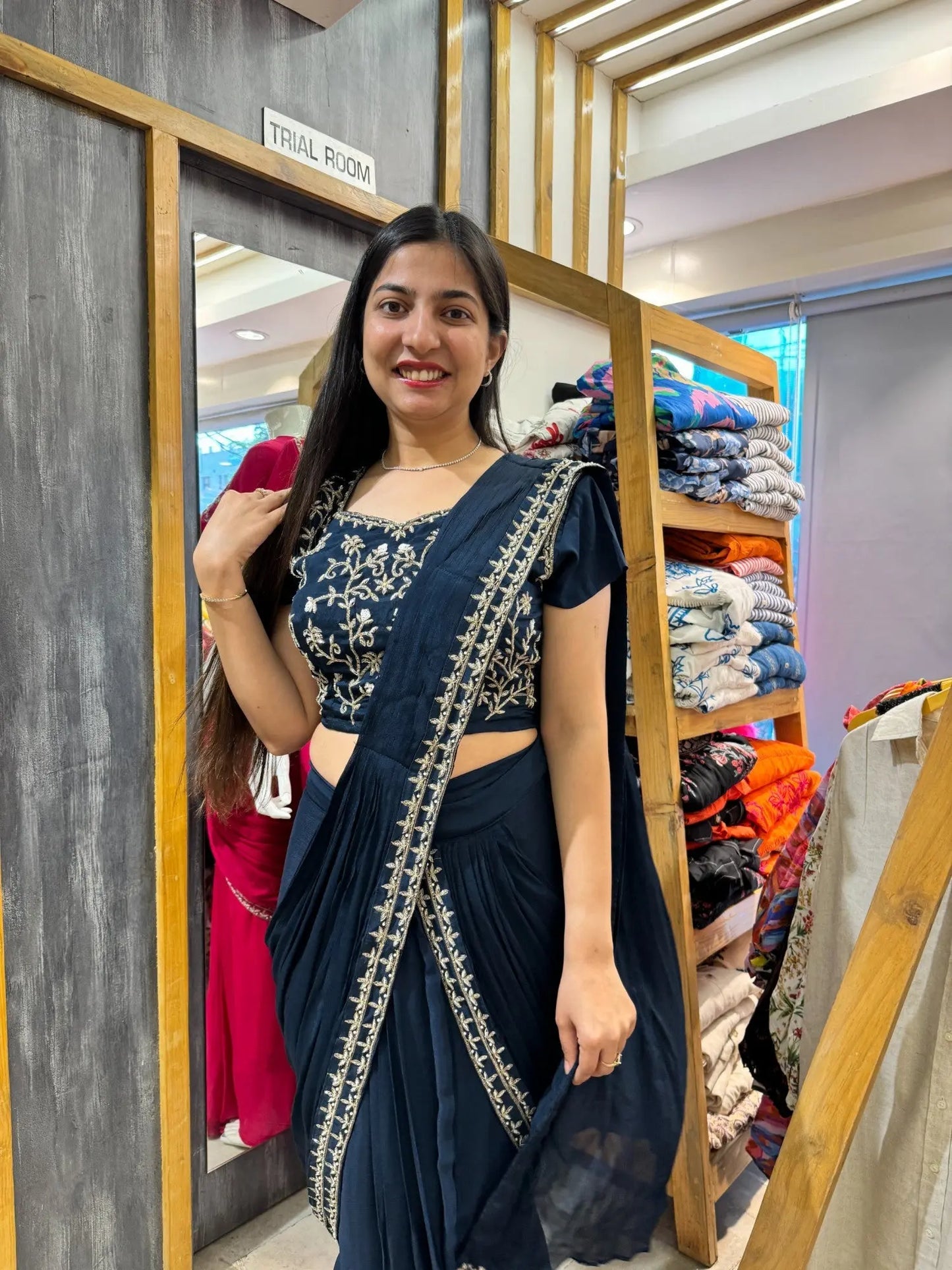 Blue mahi drape lehenga - TBFO