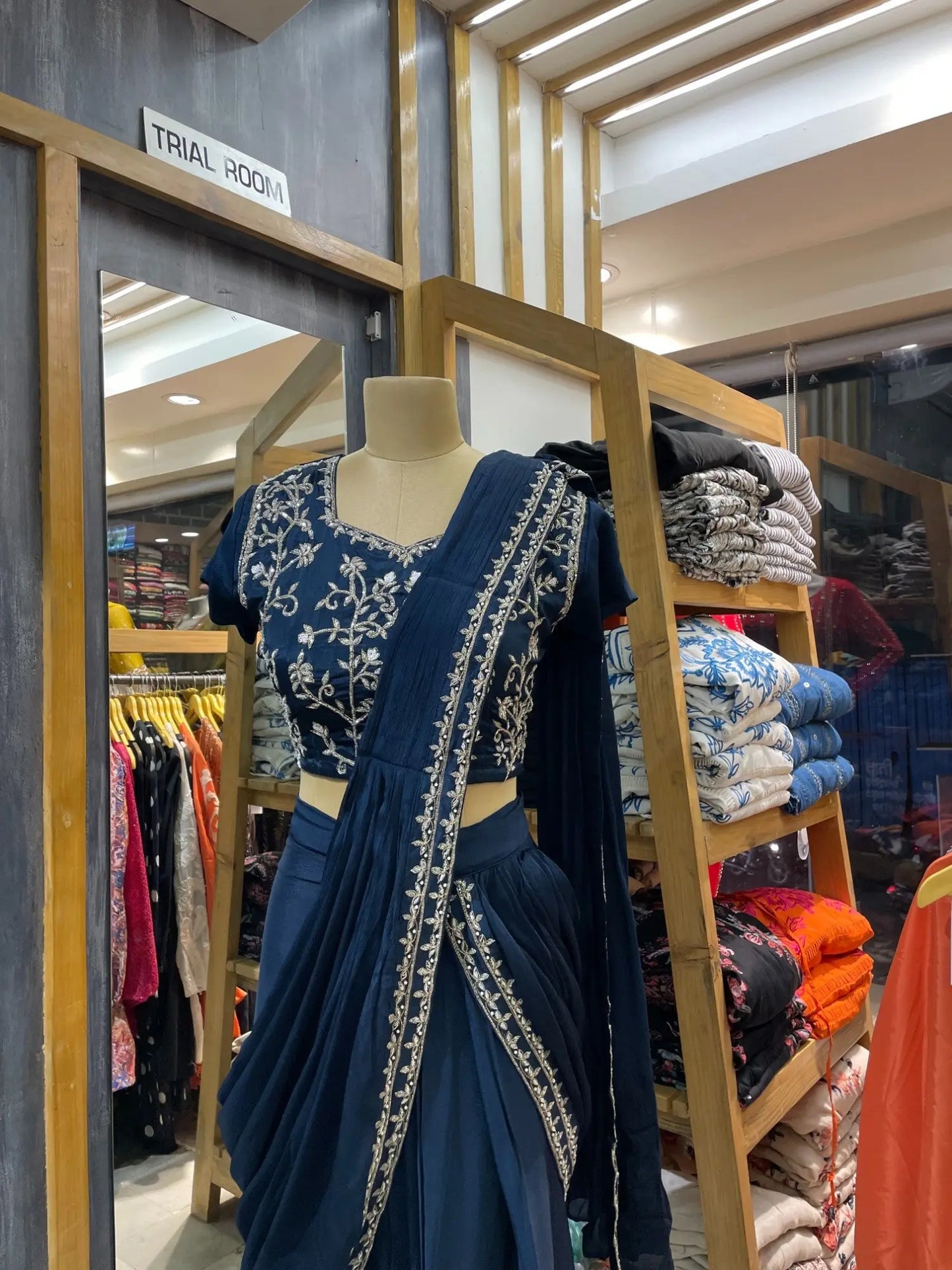 Blue mahi drape lehenga - TBFO